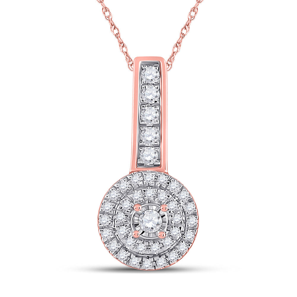 10kt Rose Gold Womens Round Diamond Circle Pendant 1/5 Cttw