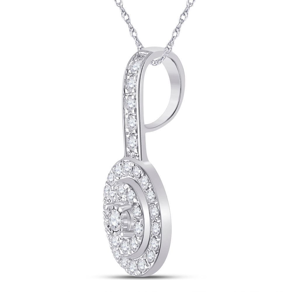 10kt White Gold Womens Round Diamond Fashion Pendant 1/3 Cttw