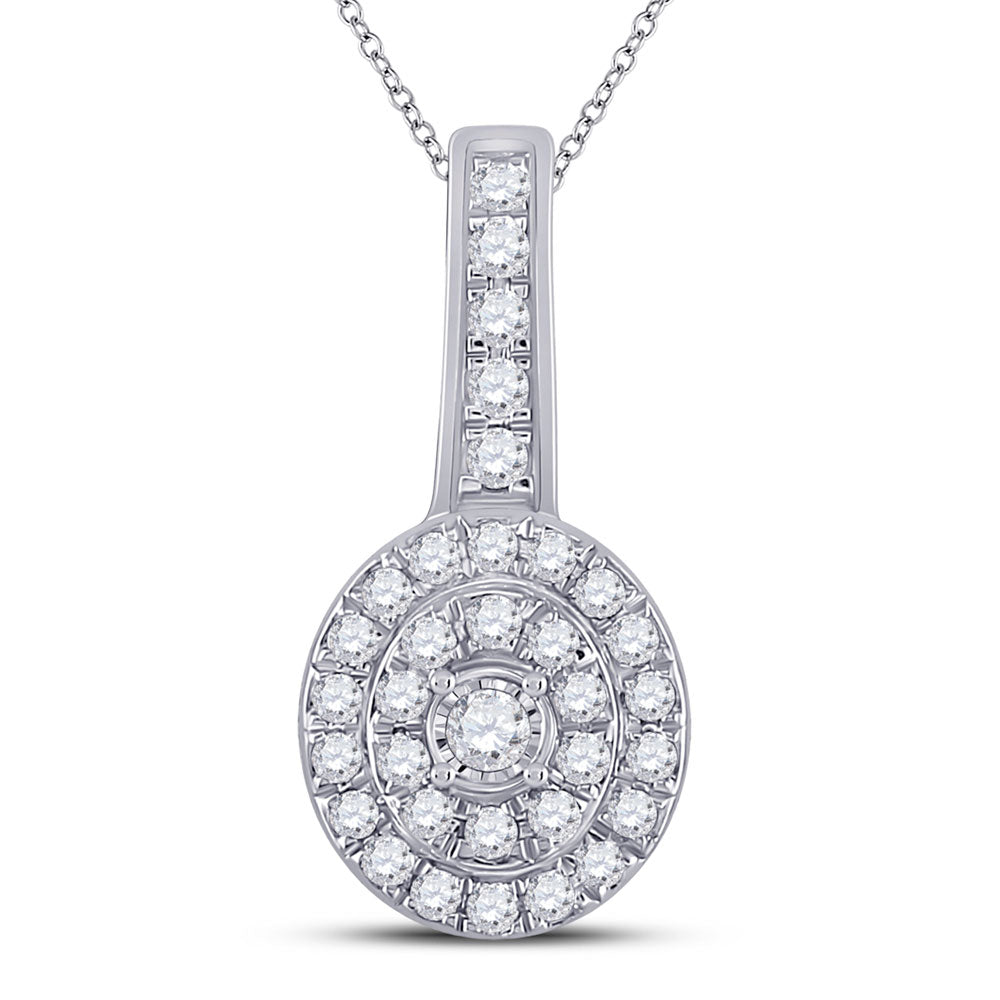 10kt White Gold Womens Round Diamond Fashion Pendant 1/3 Cttw