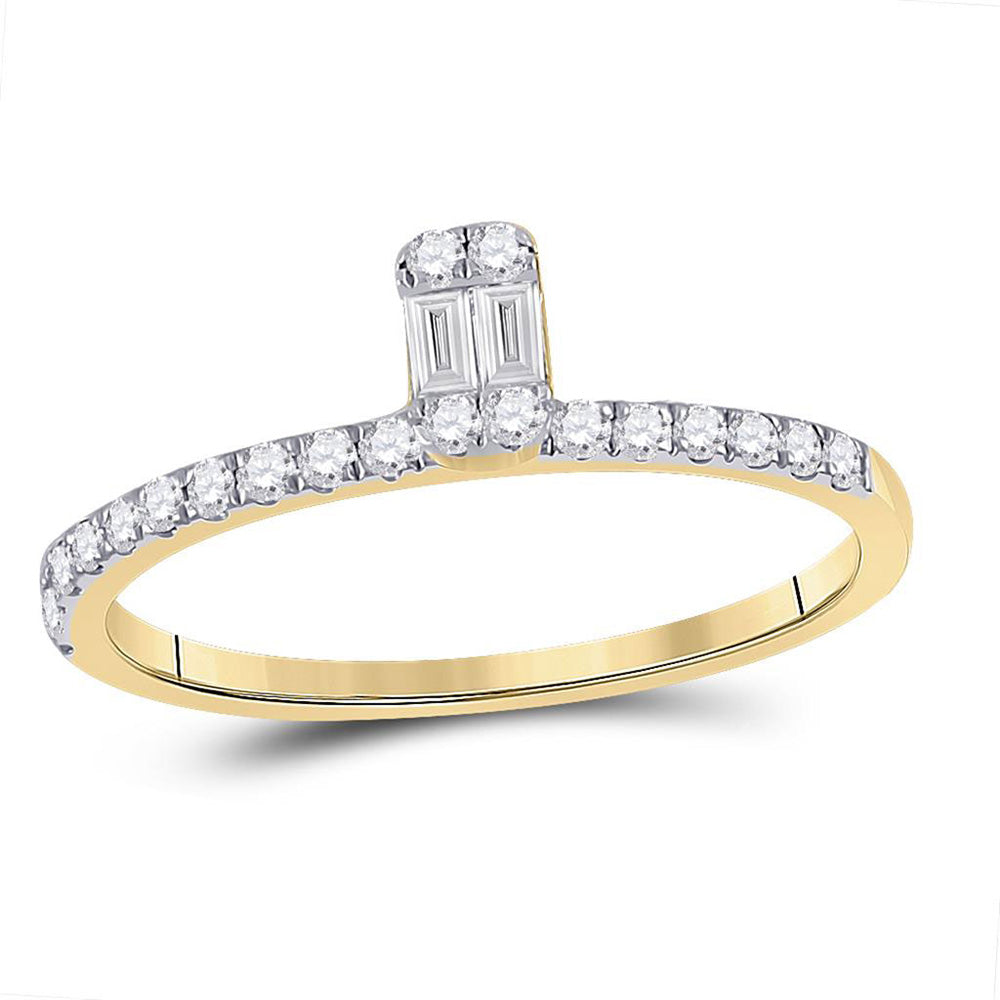 14kt Yellow Gold Womens Baguette Diamond Band Ring 1/4 Cttw