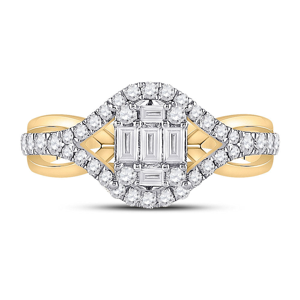 14kt Yellow Gold Womens Baguette Diamond Fashion Ring 3/4 Cttw
