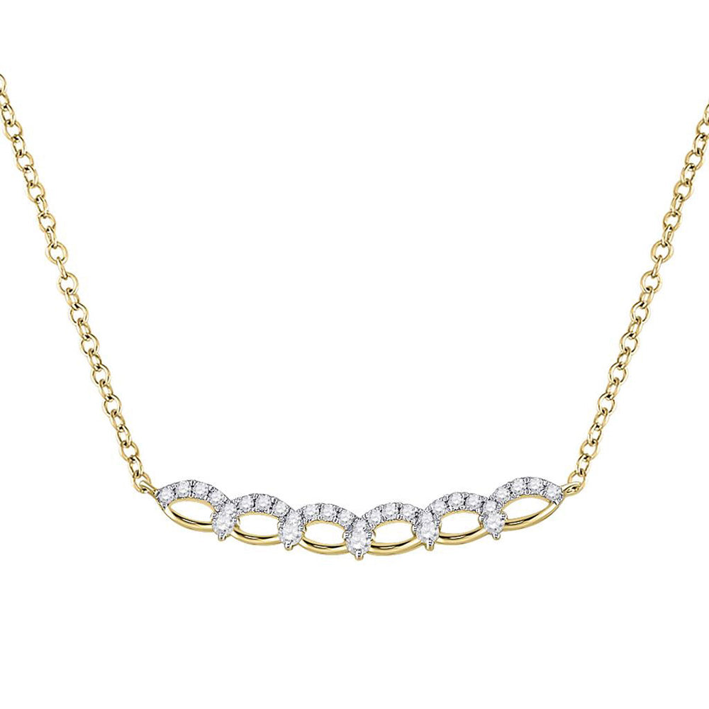 14kt Yellow Gold Womens Round Diamond Bar Necklace 1/3 Cttw