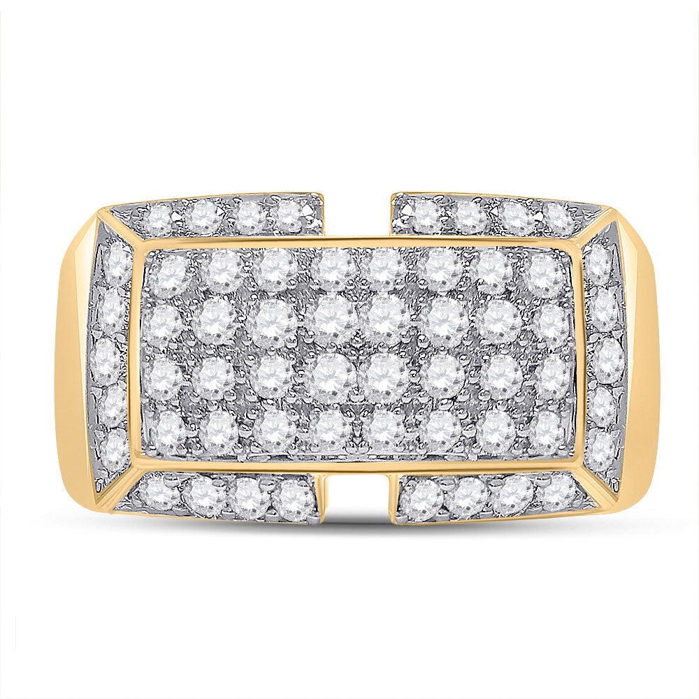 10kt Yellow Gold Mens Round Diamond Fashion Ring 1 Cttw