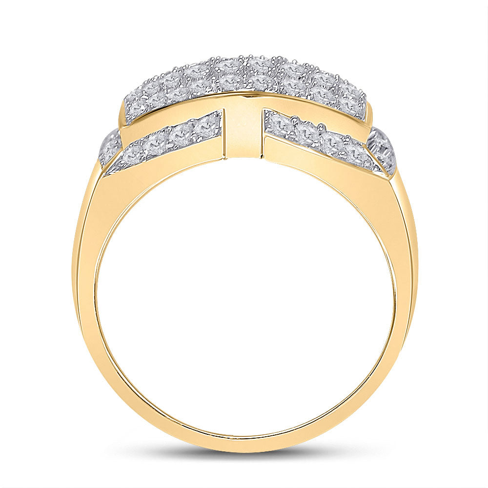 10kt Yellow Gold Mens Round Diamond Fashion Ring 1 Cttw