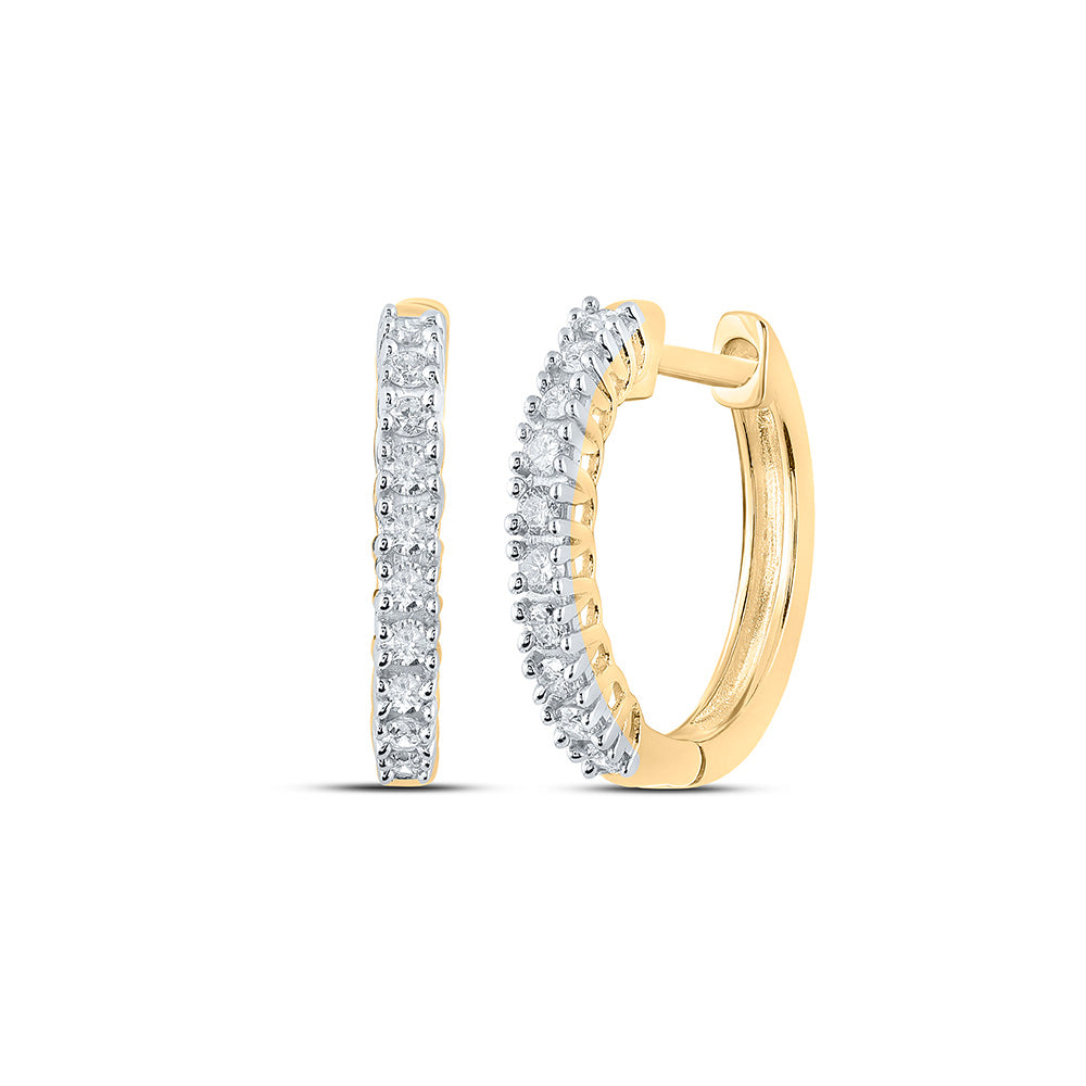 10kt Yellow Gold Womens Round Diamond Hoop Earrings 1/3 Cttw