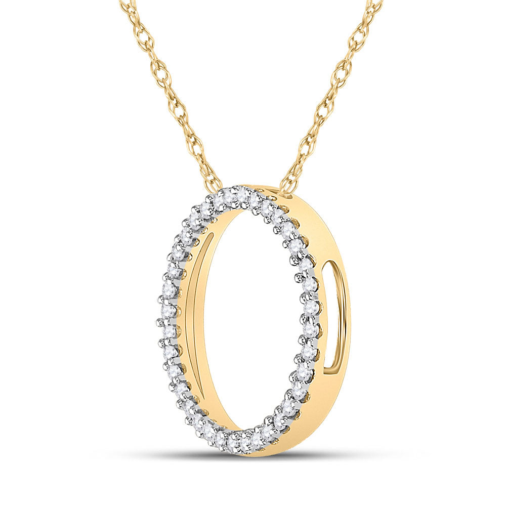 10kt Yellow Gold Womens Round Diamond Circle Pendant 1/6 Cttw