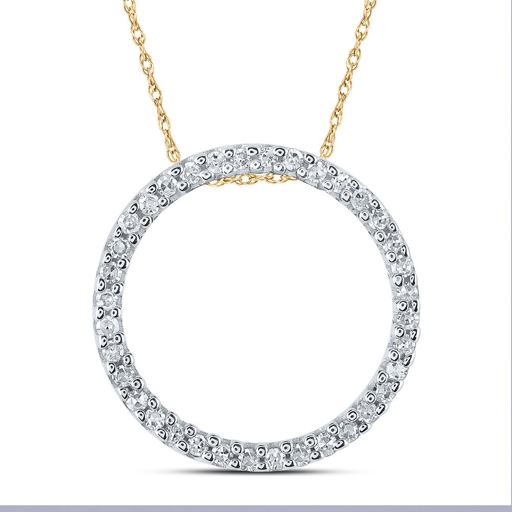 10kt Yellow Gold Womens Round Diamond Circle Pendant 1/6 Cttw