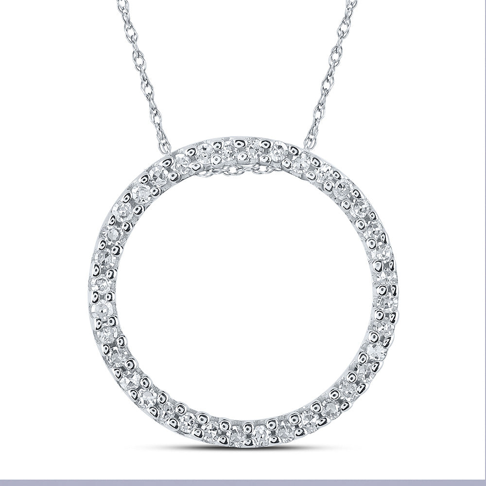 10kt White Gold Womens Round Diamond Circle Pendant 1/6 Cttw