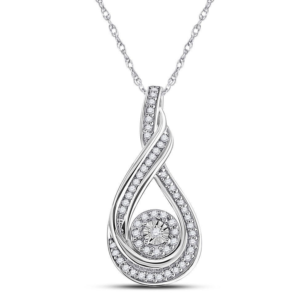 10kt White Gold Womens Round Diamond Fashion Pendant 1/4 Cttw