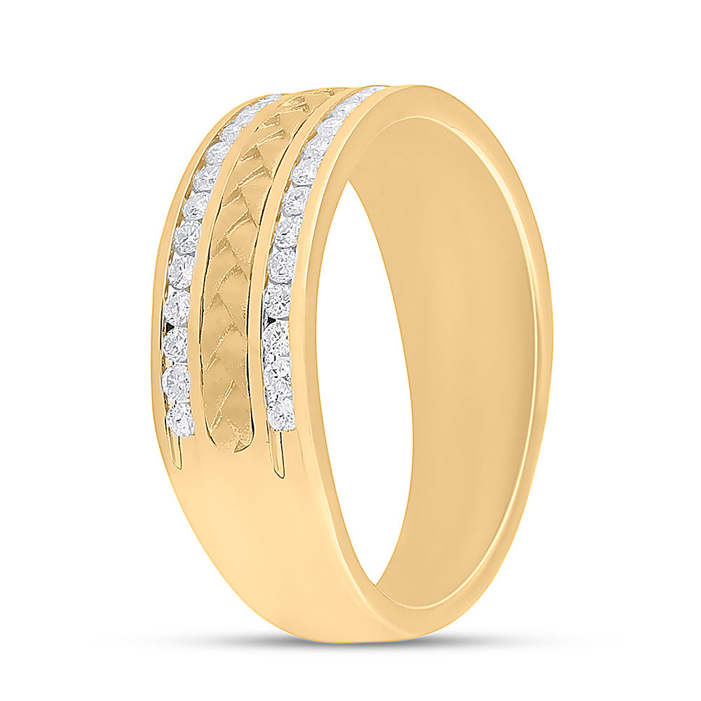 14kt Yellow Gold Mens Round Diamond Wedding Braided Band Ring 1/2 Cttw