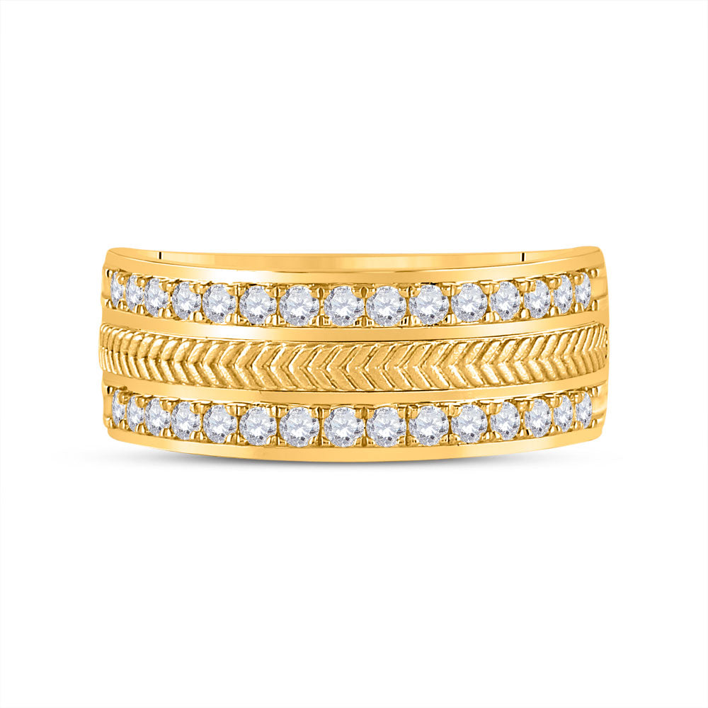 14kt Yellow Gold Mens Round Diamond Wedding Wheat Band Ring 3/4 Cttw