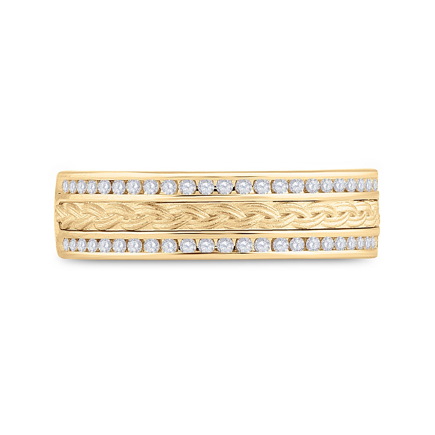 14kt Yellow Gold Mens Round Diamond Wedding Braid Band Ring 1/3 Cttw