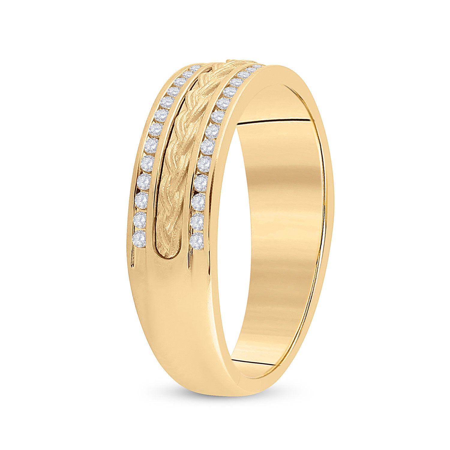 14kt Yellow Gold Mens Round Diamond Wedding Braid Band Ring 1/3 Cttw