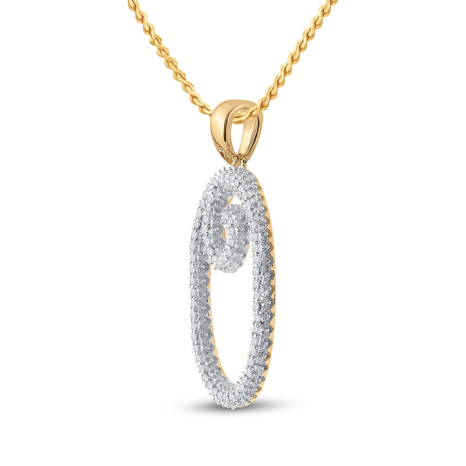 10kt Yellow Gold Womens Round Diamond Initial O Letter Pendant 1/5 Cttw