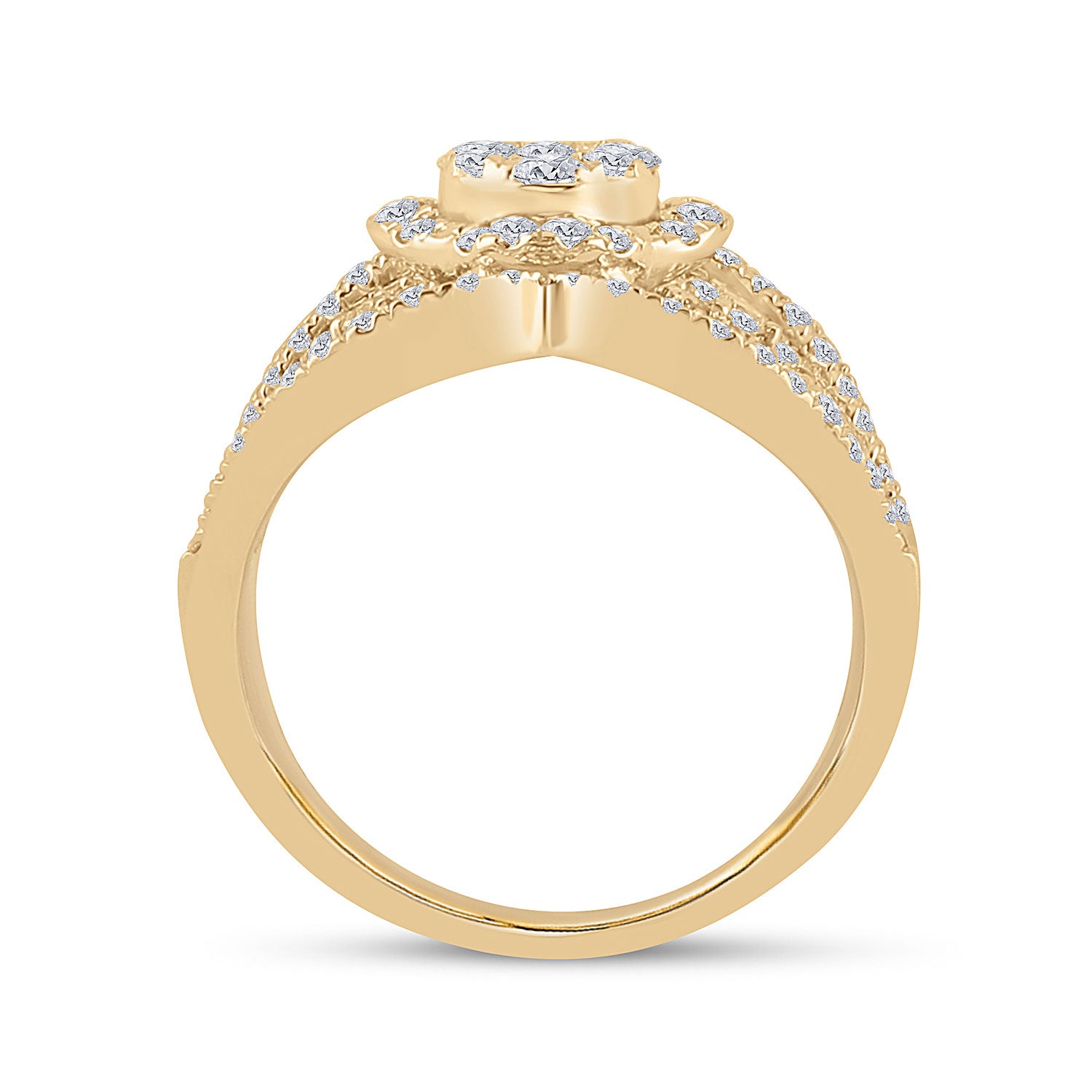 14kt Yellow Gold Womens Round Diamond Fashion Ring 1-3/4 Cttw