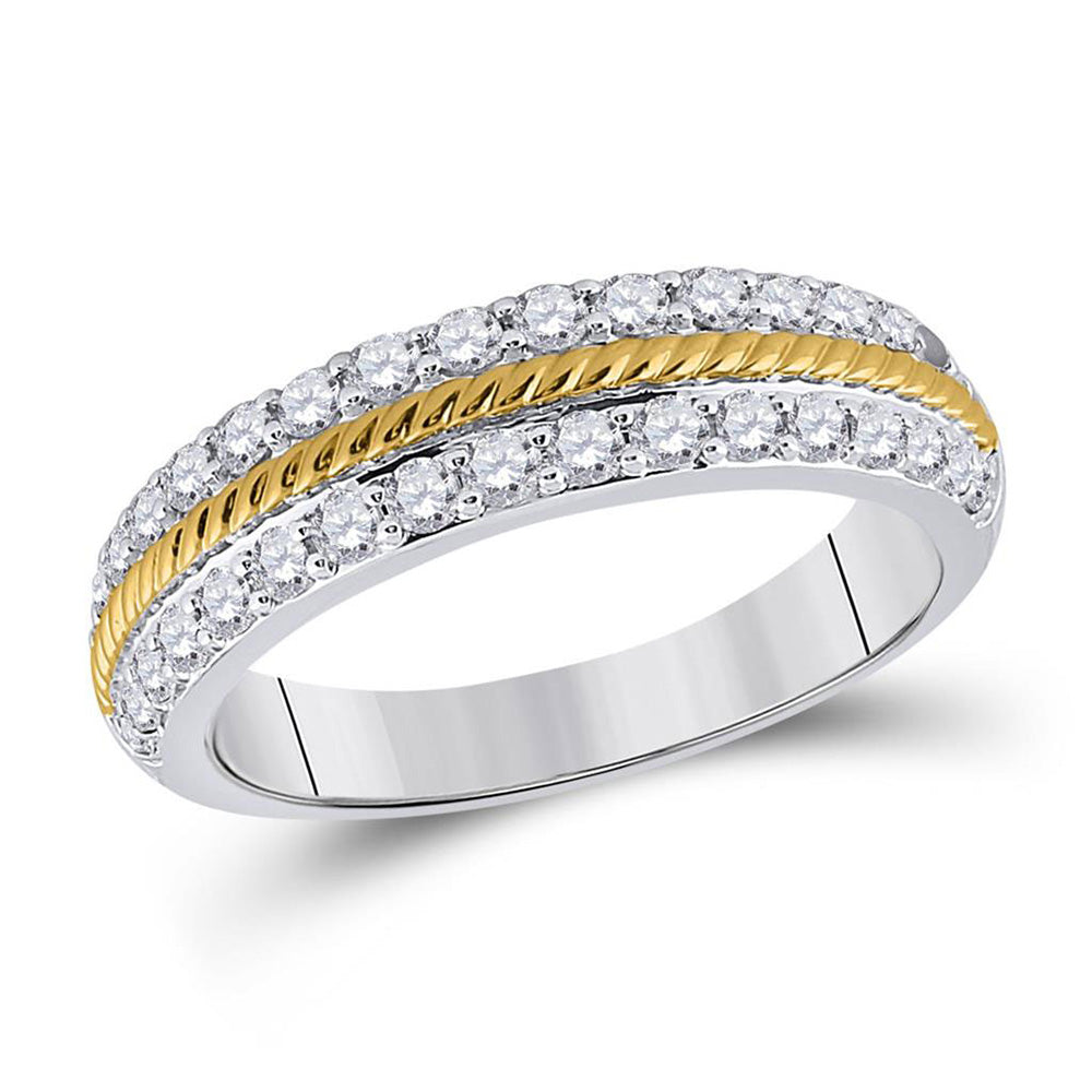 14kt Two-tone Gold His Hers Round Diamond Square Matching Wedding Set 2-3/8 Cttw