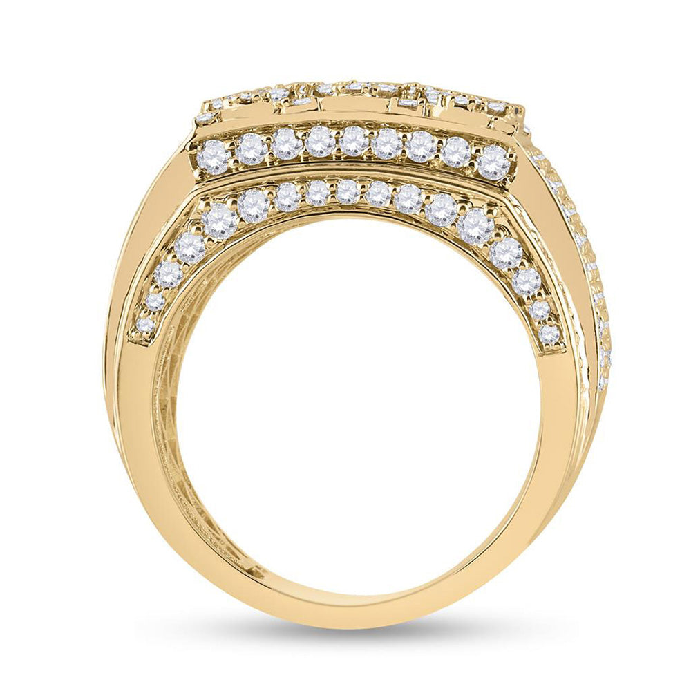 14kt Yellow Gold Mens Round Diamond Fashion Ring 3-3/4 Cttw