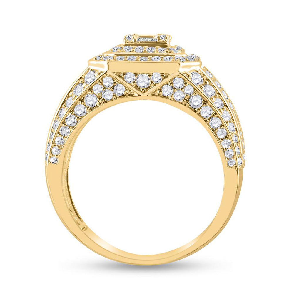 14kt Yellow Gold Mens Baguette Diamond Square Ring 2-1/2 Cttw
