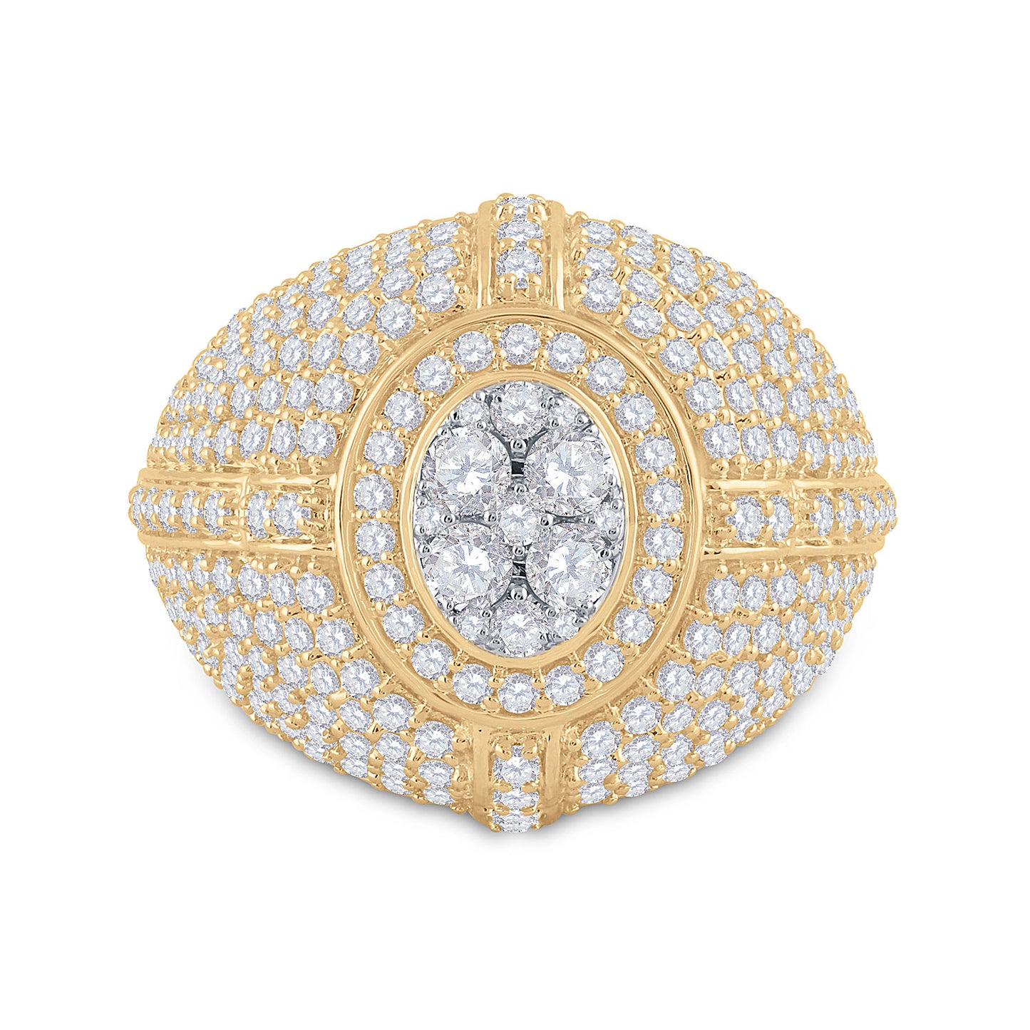 14kt Yellow Gold Mens Round Diamond Cluster Ring 3-5/8 Cttw