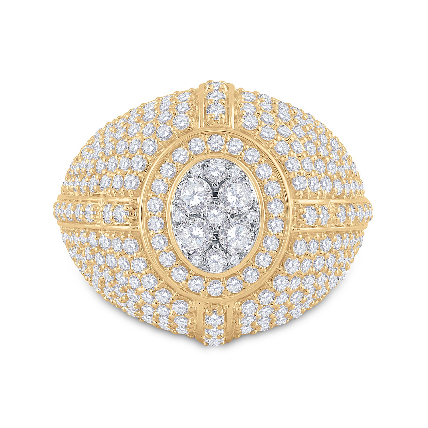 14kt Yellow Gold Mens Round Diamond Cluster Ring 3-5/8 Cttw