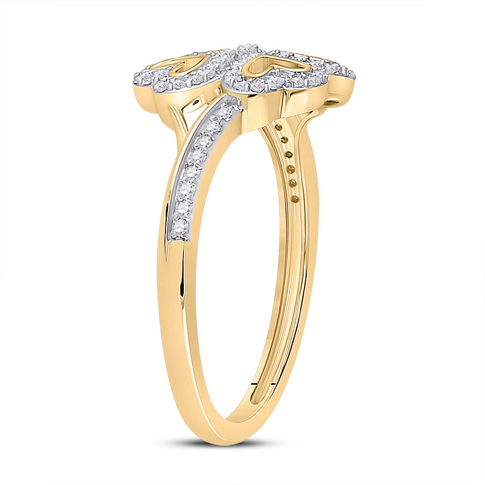 10kt Yellow Gold Womens Round Diamond Heart Ring 1/5 Cttw