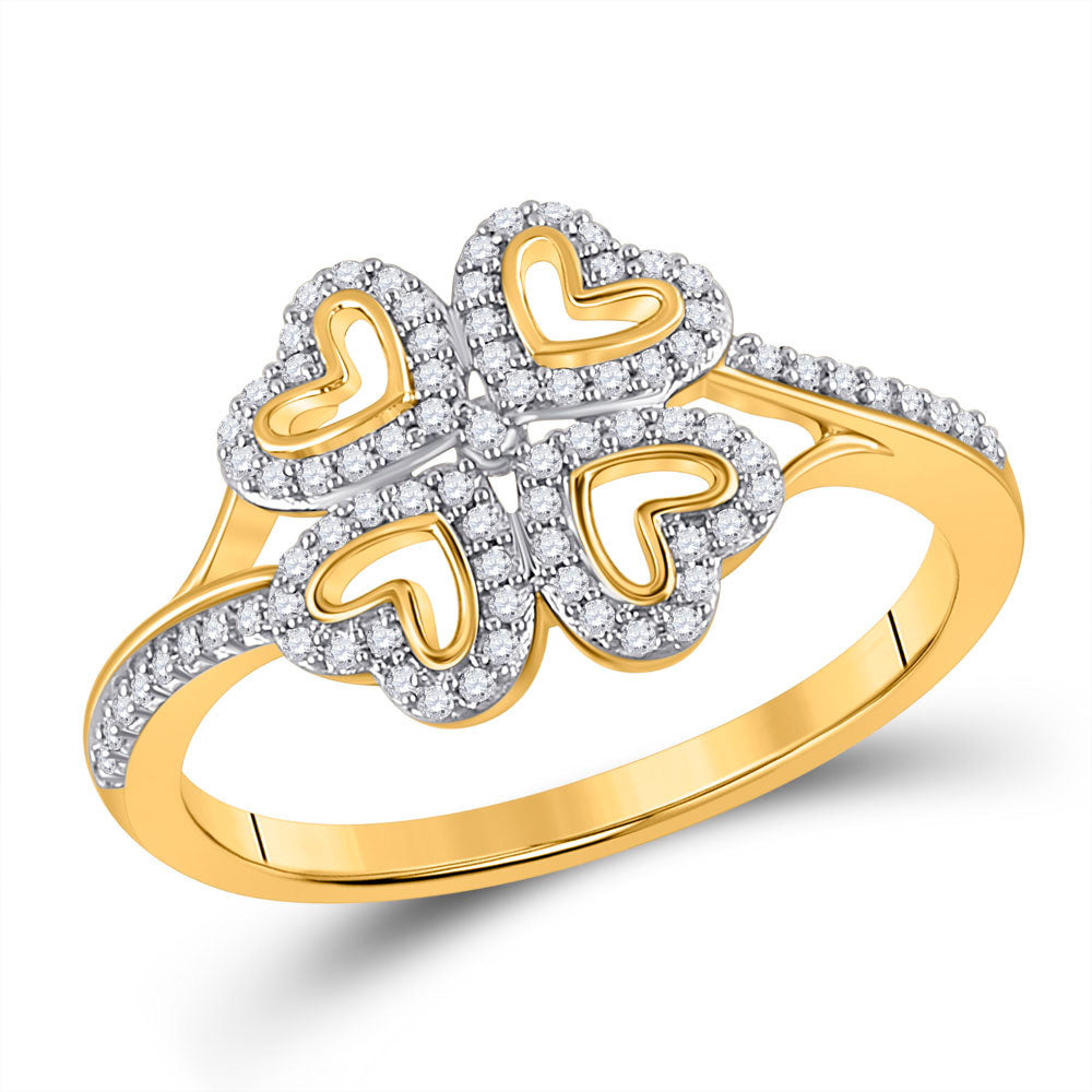 10kt Yellow Gold Womens Round Diamond Heart Ring 1/5 Cttw