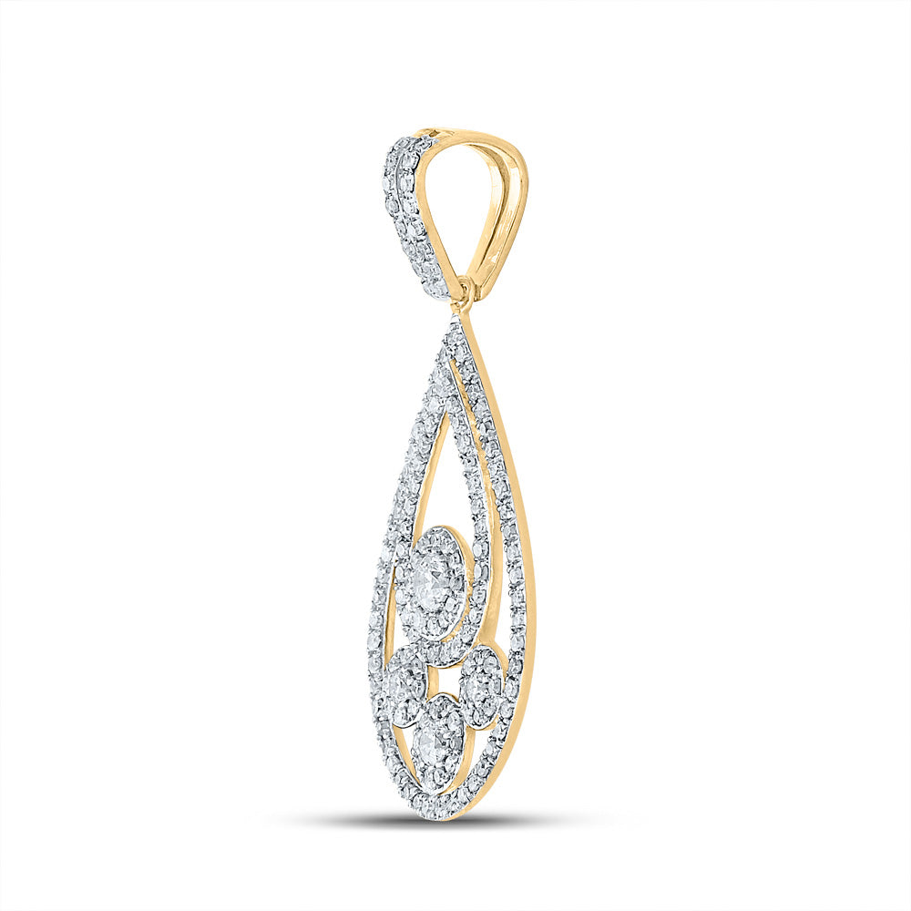 10kt Yellow Gold Womens Round Diamond Teardrop Pendant 5/8 Cttw