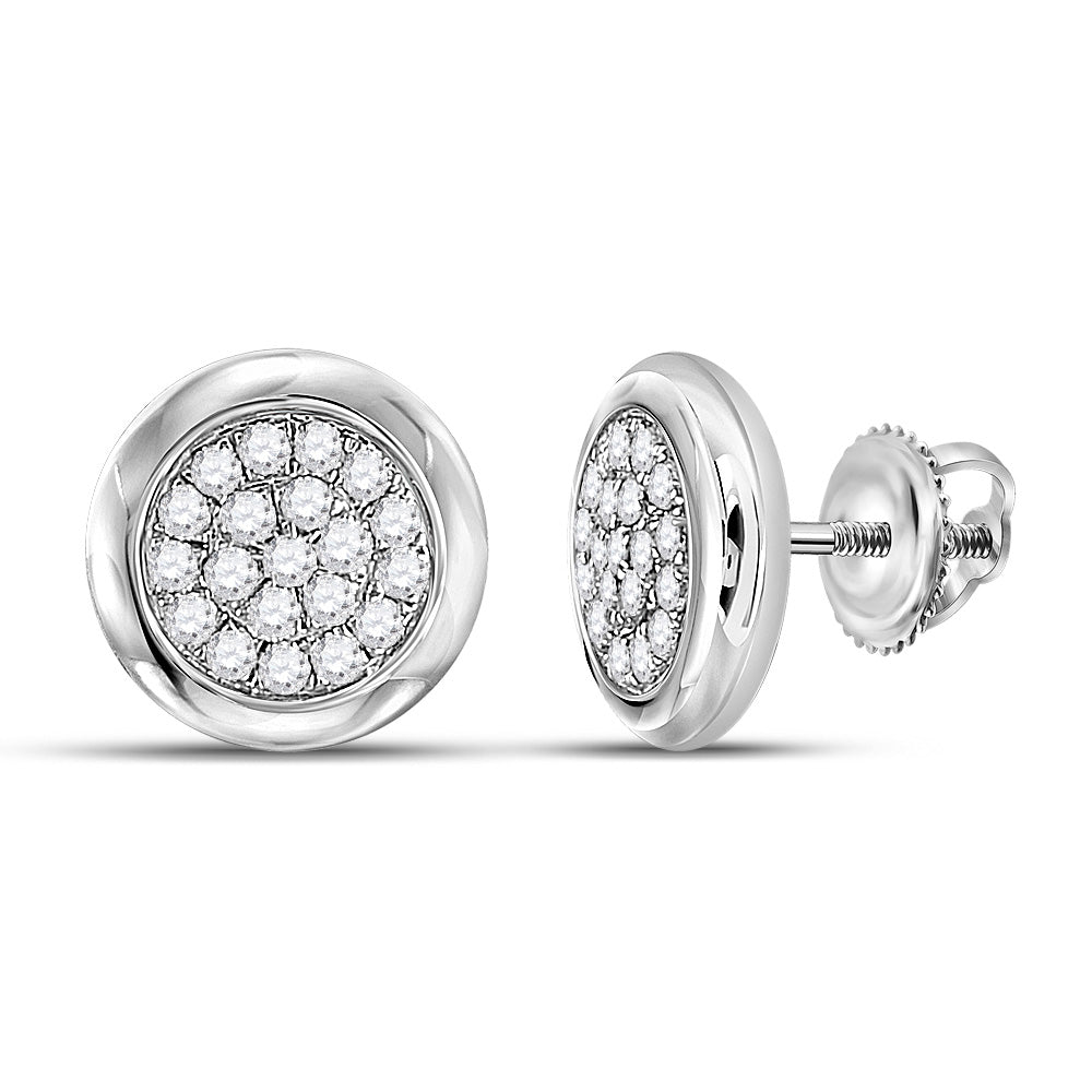 10kt White Gold Womens Round Diamond Cluster Earrings 1/4 Cttw