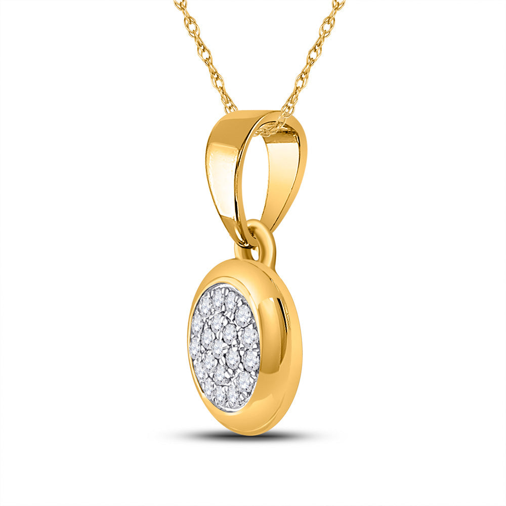 10kt Yellow Gold Womens Round Diamond Cluster Pendant 1/6 Cttw