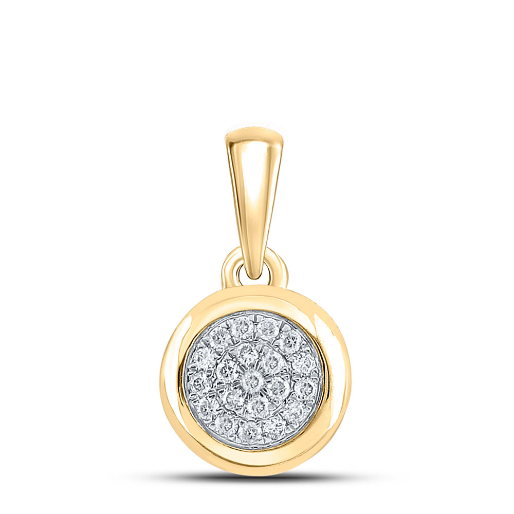 10kt Yellow Gold Womens Round Diamond Cluster Pendant 1/6 Cttw