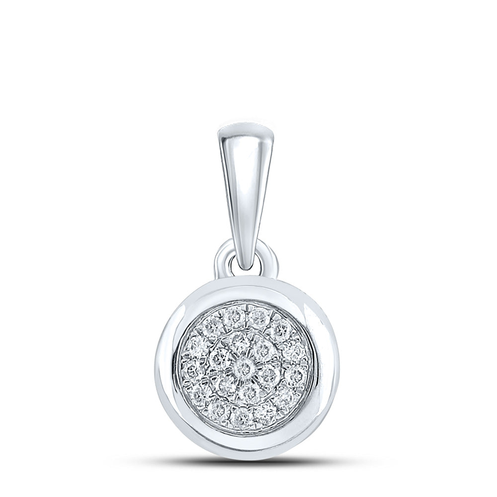 10kt White Gold Womens Round Diamond Cluster Pendant 1/6 Cttw