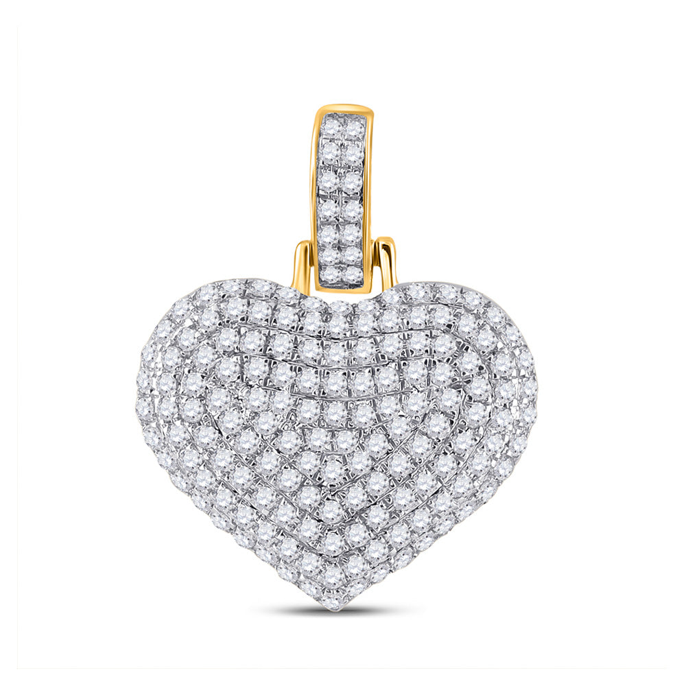 10kt Yellow Gold Mens Round Diamond Heart Charm Pendant 1/2 Cttw