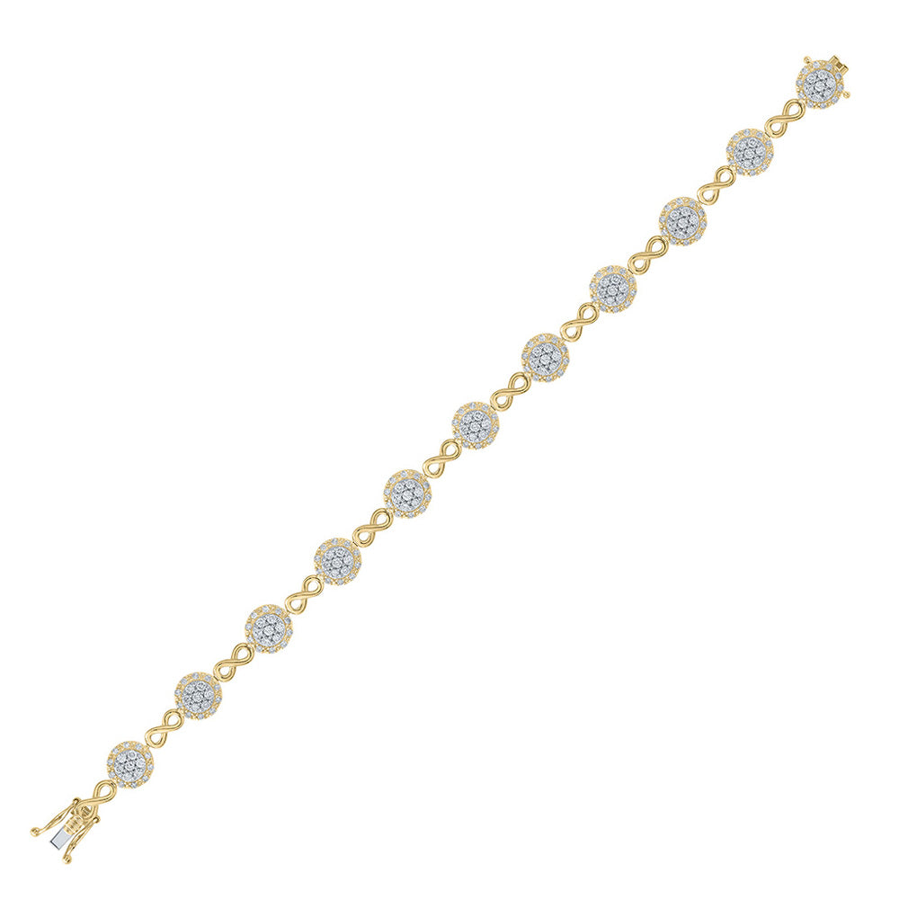 10kt Yellow Gold Womens Round Diamond Infinity Bracelet 2-1/5 Cttw