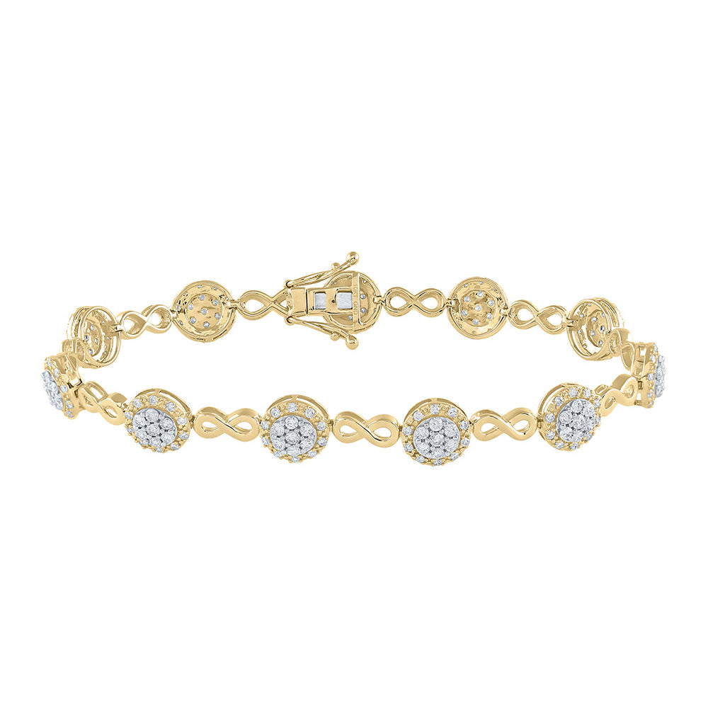 10kt Yellow Gold Womens Round Diamond Infinity Bracelet 2-1/5 Cttw