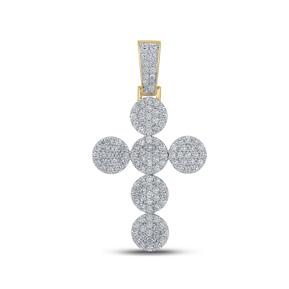 10kt Yellow Gold Mens Round Diamond Cross Charm Pendant 2 Cttw