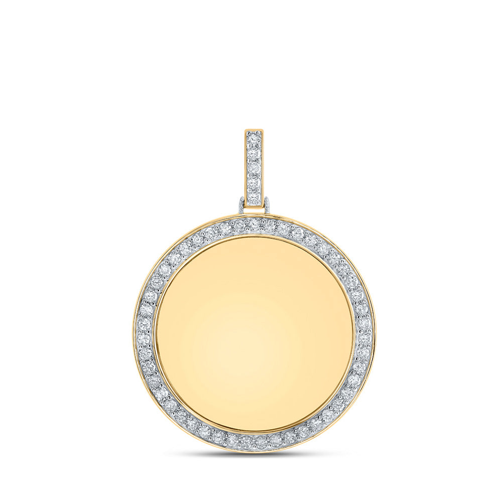 10kt Yellow Gold Mens Round Diamond Memory Circle Charm Pendant 1-3/4 Cttw