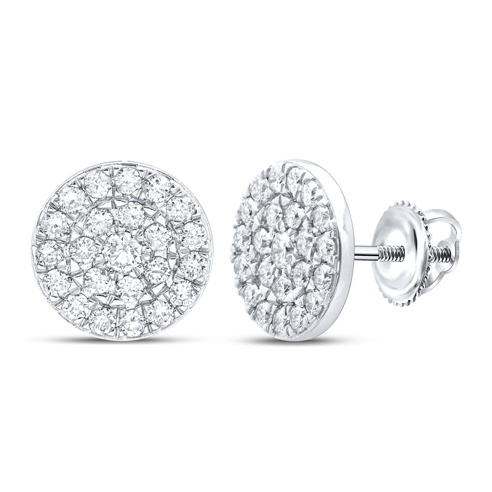 10kt White Gold Womens Round Diamond Cluster Earrings 1 Cttw