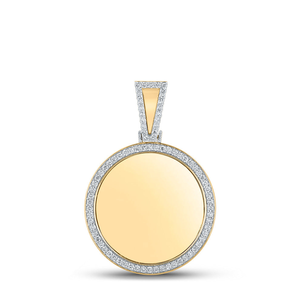 10kt Yellow Gold Mens Round Diamond Circle Charm Pendant 1-1/2 Cttw