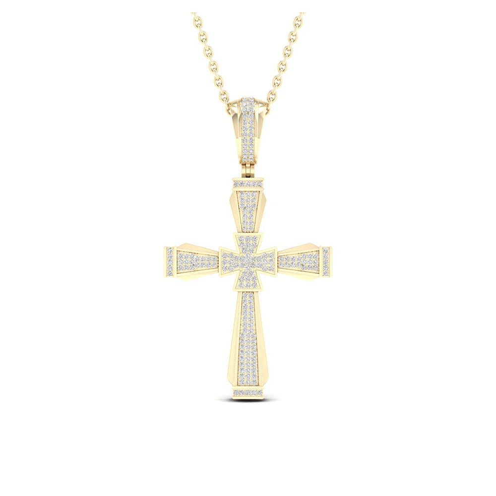 10kt Yellow Gold Mens Round Diamond Cross Charm Pendant 1/2 Cttw