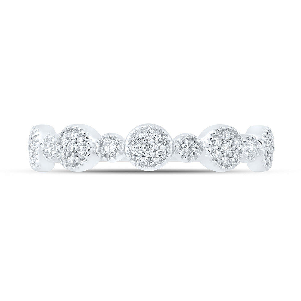 10kt White Gold Womens Round Diamond Stackable Band Ring 1/5 Cttw