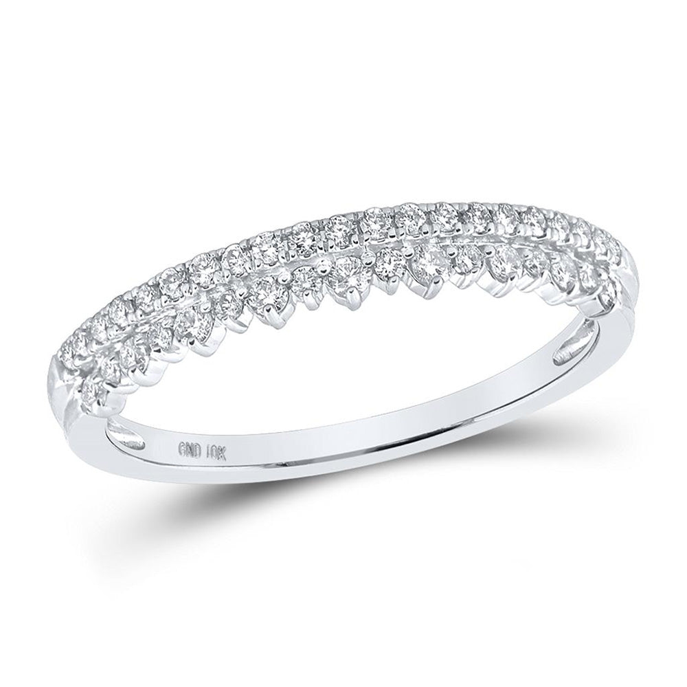 10kt White Gold Womens Round Diamond Stackable Band Ring 1/4 Cttw