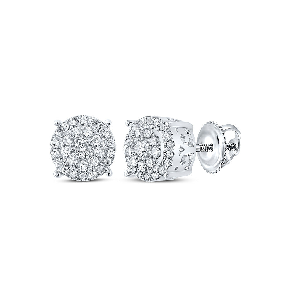 10kt White Gold Womens Round Diamond Cluster Earrings 1/4 Cttw