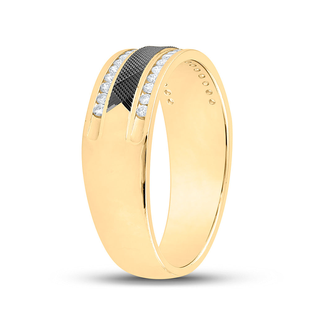 14kt Yellow Gold Mens Round Diamond Wedding Band Ring 1/4 Cttw