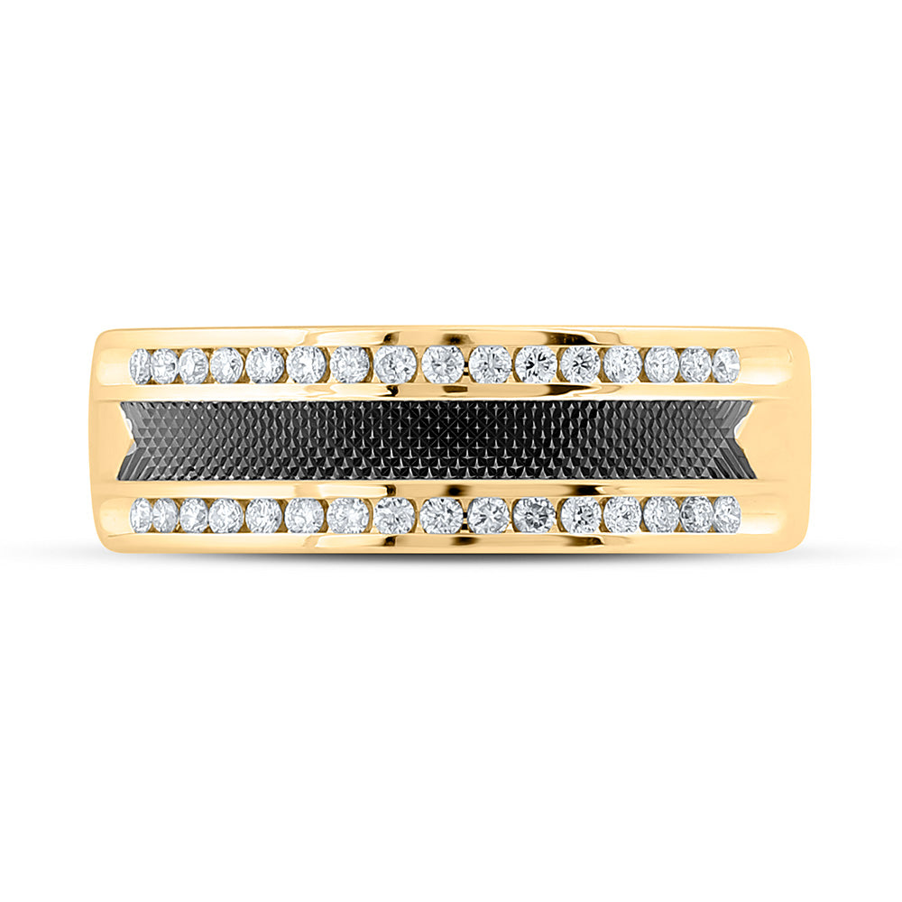 14kt Yellow Gold Mens Round Diamond Wedding Band Ring 1/3 Cttw