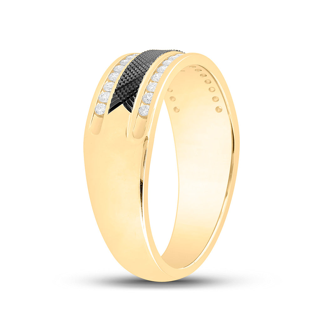 14kt Yellow Gold Mens Round Diamond Wedding Band Ring 1/3 Cttw