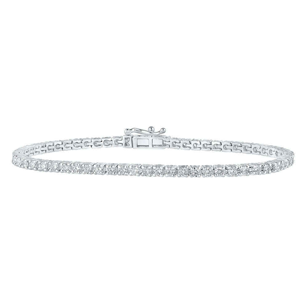 10kt White Gold Womens Round Diamond Tennis Bracelet 3 Cttw