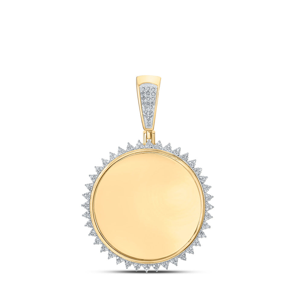 10kt Yellow Gold Mens Round Diamond Circle Charm Pendant 3/8 Cttw