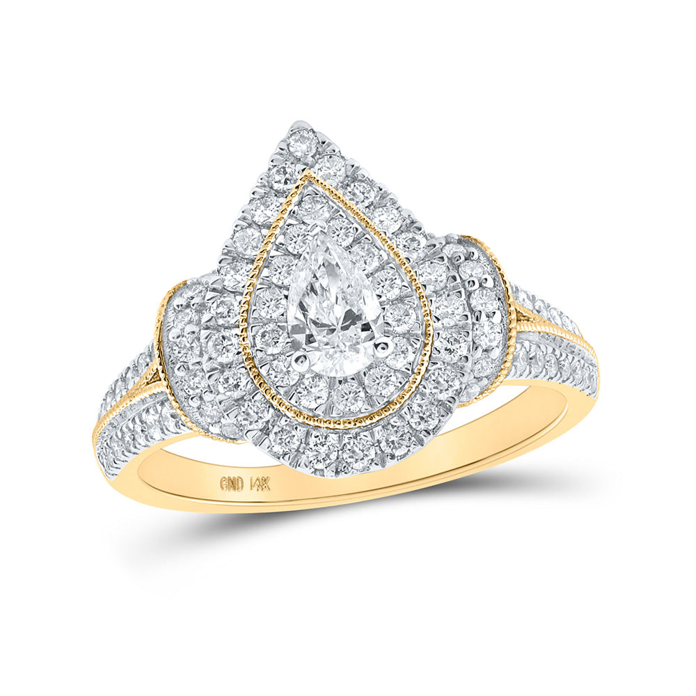 14kt White Gold Pear Diamond Halo Bridal Wedding Engagement Ring 1 Cttw