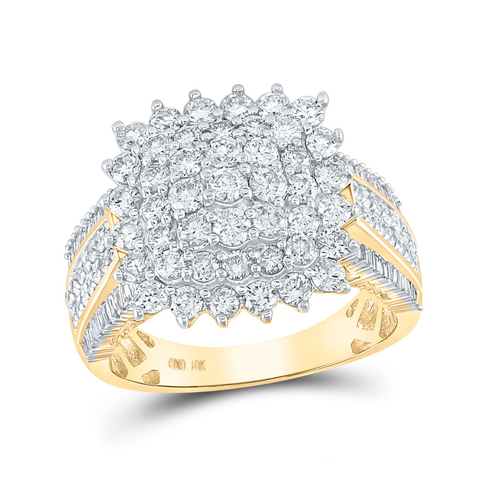 10kt Yellow Gold Womens Round Diamond Cluster Ring 2 Cttw