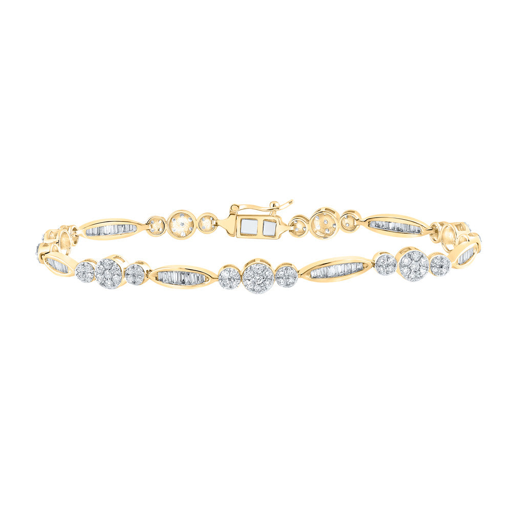 14kt Yellow Gold Womens Round Diamond Fashion Bracelet 2 Cttw